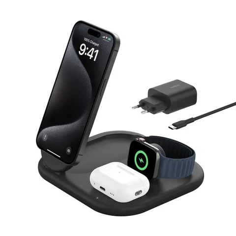 Belkin BoostCharge Magnetic Stand 2-in-1 Qi2 15W Noir