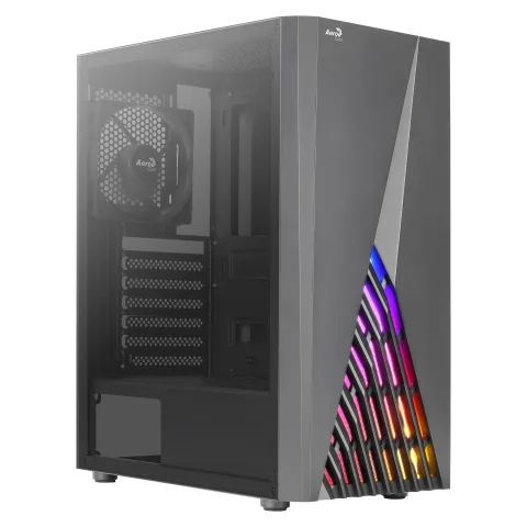 DELTABKV1 ATX PC Case RGB Front Full Side Window 12cm Fan Black