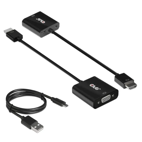 CLUB3D CAC-1302 videokaabliadapter 0,5 m HDMI tüüp A (Standard) VGA (D-Sub) Must